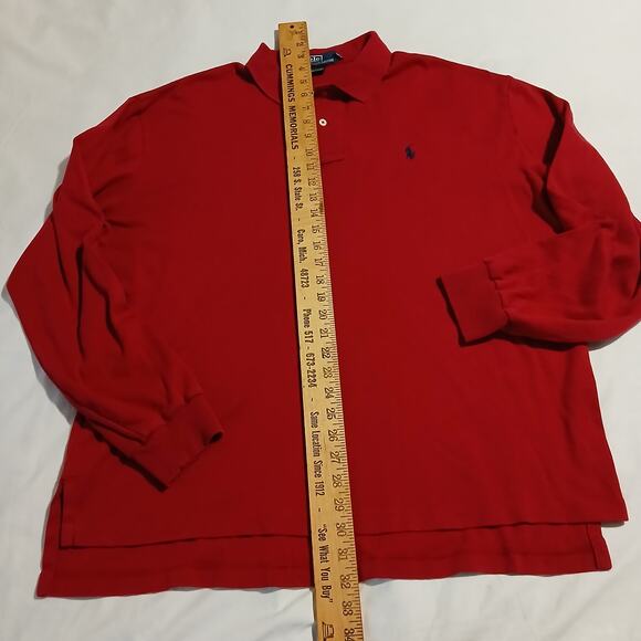 Polo by Ralph Lauren Men's Large Red Long-Sleeved Polo Shirt W/Pony 100% Cotton - Picture 8 of 11